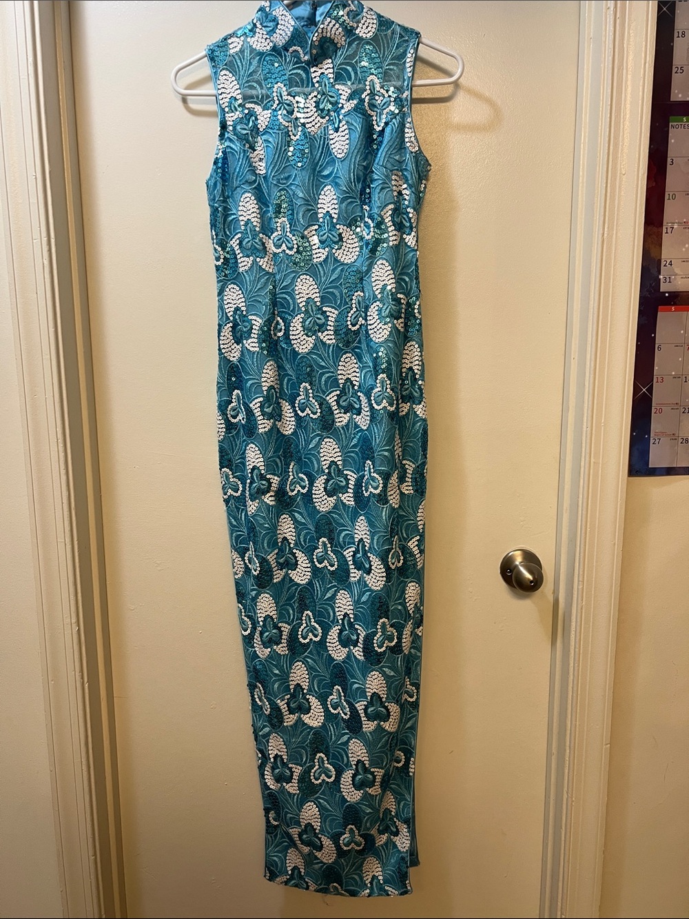 Sleeveless Teal Floral Maxi Dress
